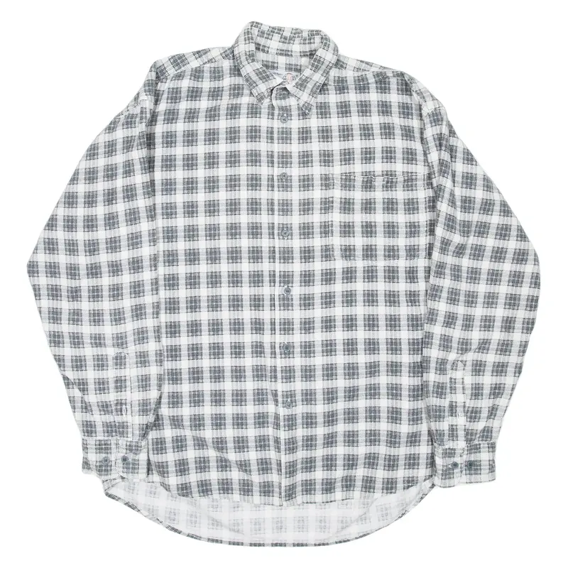WORLD OF BASIC Mens Shirt Grey Check Long Sleeve M