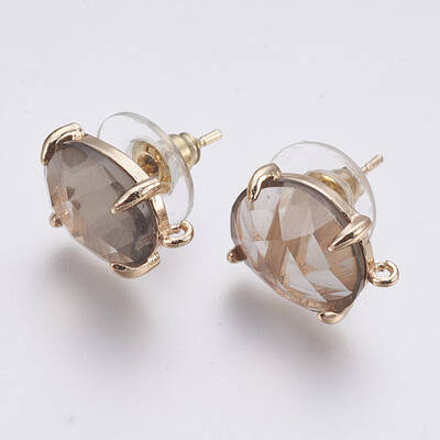 Faceted Glass Stud Earring Findings