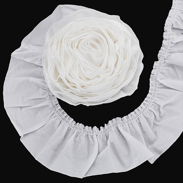 Cotton Pleated Lace Trim Ribbon