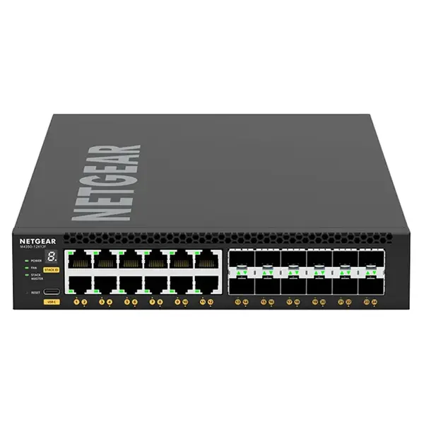 XSM4324-100NES Netgear M4350-12X12F 24-Ports 10Gb/s RJ45 / SFP+ Managed AV Network Switch