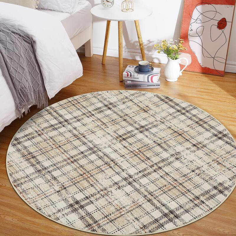 Garvee Modern Plaid Area Rug Washable Soft Non-Slip Low Pile Carpet for Living Room Bedroom Nursery Office, Classic Farmhouse...
