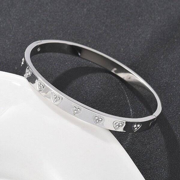 304 Stainless Steel Rhinestone Bangles for Women