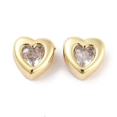Brass Micro Pave Cubic Zirconia Beads
