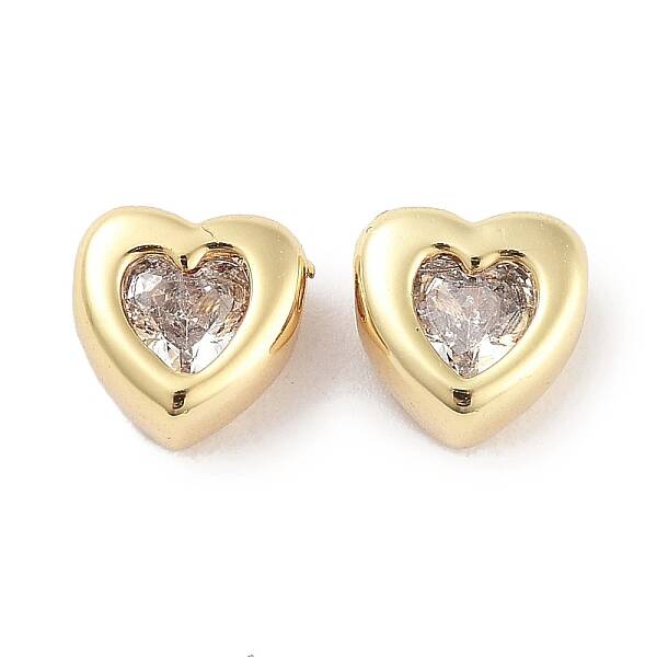 Brass Micro Pave Cubic Zirconia Beads