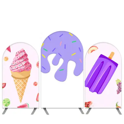 Aperturee Candy And Ice Cream Theme Purple Arch Backdrop Kit For Birthday | Diy Arch Backdrop Cover | Diy Chiara Backdrop Cov...