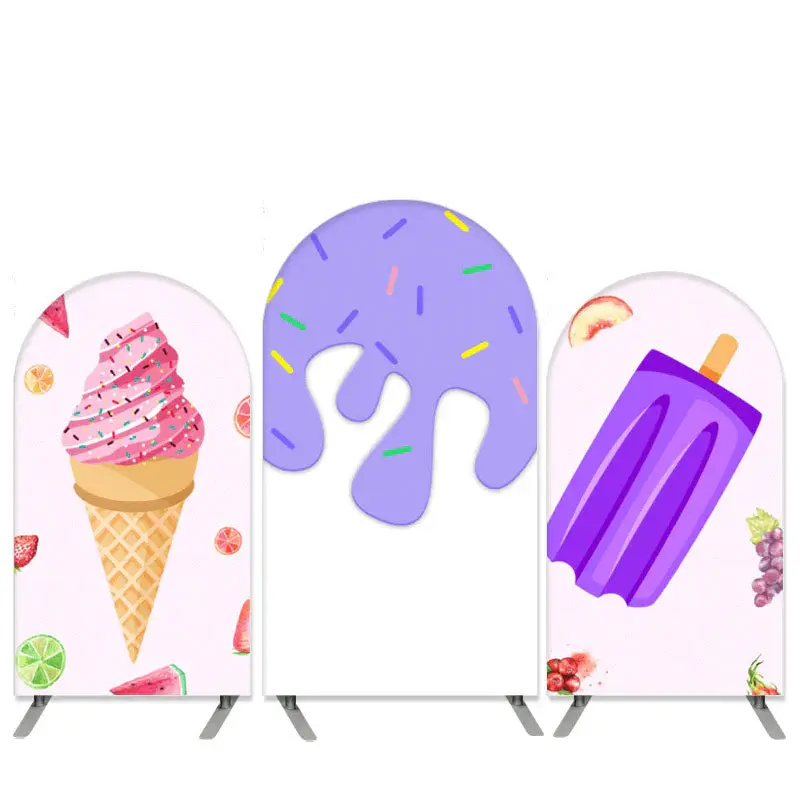 Aperturee Candy And Ice Cream Theme Purple Arch Backdrop Kit For Birthday | Diy Arch Backdrop Cover | Diy Chiara Backdrop Cov...