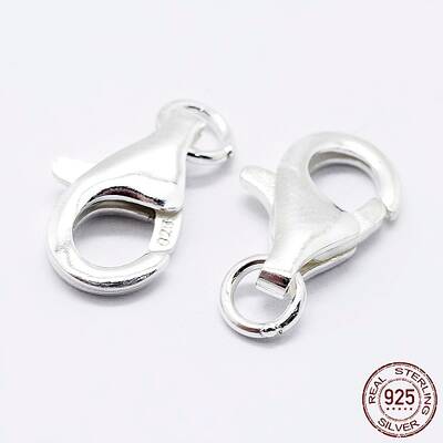 Anti-Tarnish Rhodium Plated 925 Sterling Silver Lobster Claw Clasps