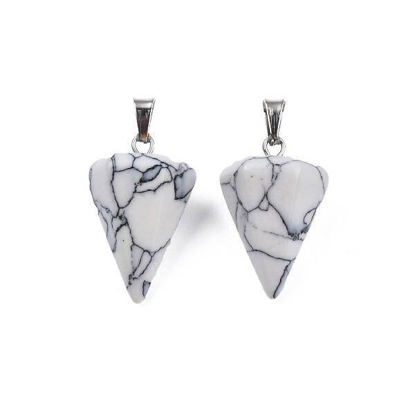 Cone/Spike/Pendulum Synthetic Howlite Stone Pendants