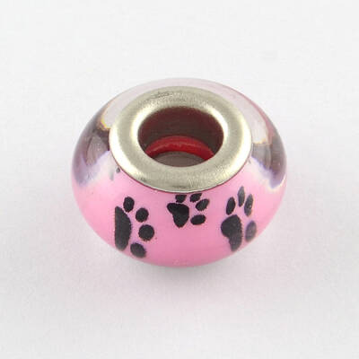 Large Hole Dog Paw Prints Pattern Resin European Beads