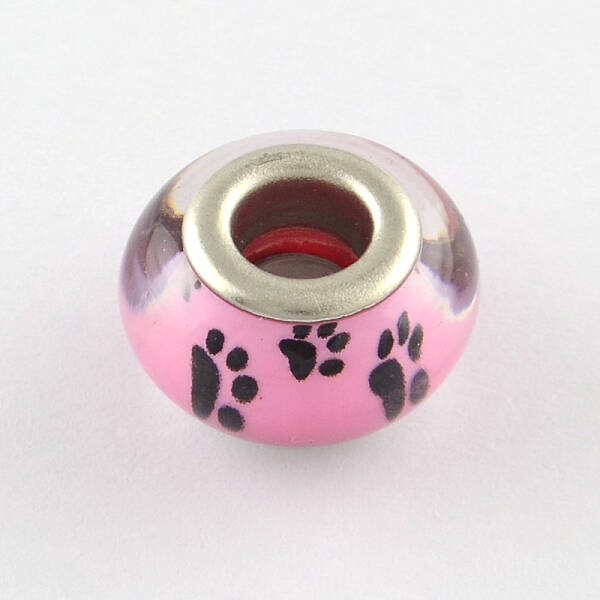 Large Hole Dog Paw Prints Pattern Resin European Beads