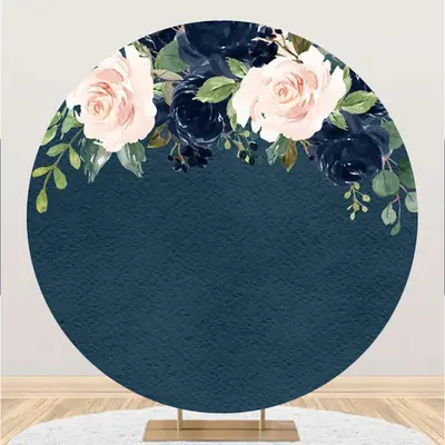 Aperturee Blue And Floral Simple Lovely Circle Backdrop For Girl | Backdrop For Indian Wedding | Wedding Stage Backdrop | Sta...