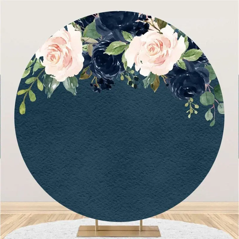 Aperturee Blue And Floral Simple Lovely Circle Backdrop For Girl | Backdrop For Indian Wedding | Wedding Stage Backdrop | Sta...