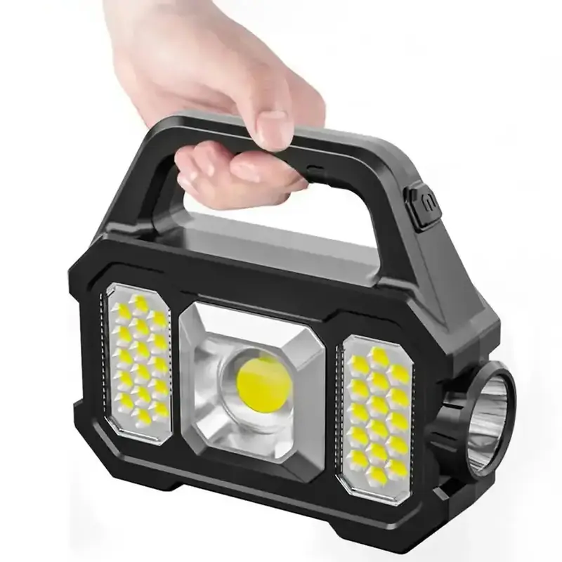 Portable Rechargeable Solar LED Light, Waterproof Handheld Flashlight with Handle, USB Rechargeable Solar Light for Outdoor ...