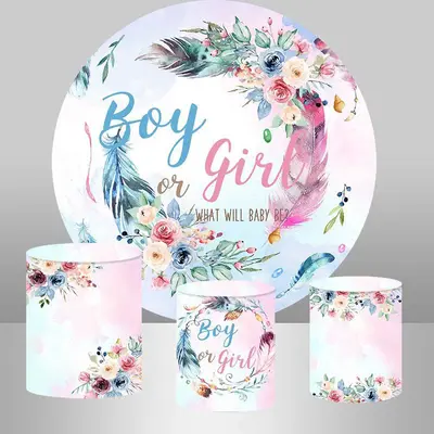 Aperturee Round Lofaris Cute What Will Baby Be Baby Shower Backdrop | Baby Shower Arch Backdrop | Round Backdrop Fabric Cover...