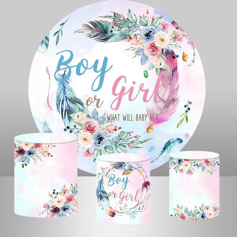 Aperturee Round Lofaris Cute What Will Baby Be Baby Shower Backdrop | Baby Shower Arch Backdrop | Round Backdrop Fabric Cover...