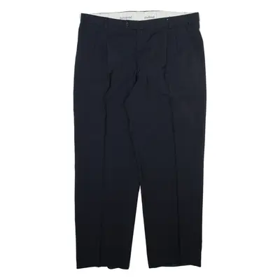 DEHNBUND Mens Trousers Black Relaxed Straight Wool W36 L28