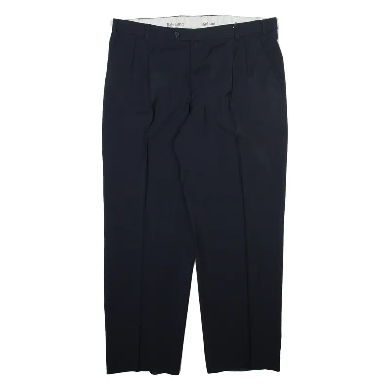 DEHNBUND Mens Trousers Black Relaxed Straight Wool W36 L28