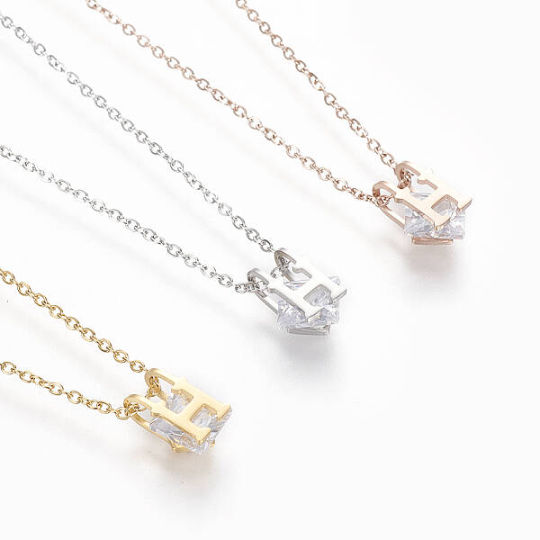 304 Stainless Steel Initial Pendant Necklaces