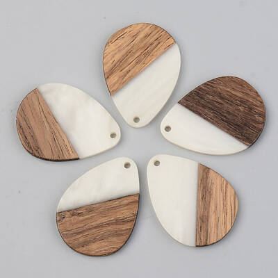 Opaque Resin & Walnut Wood Pendants