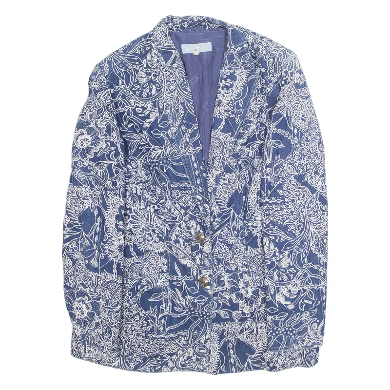 ESCADA Womens Blazer Jacket Blue Floral M