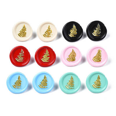 Flat Round with Sailboat Stud Earrings for Women