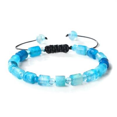Bohemian Style Natural Banded Agate/Striped Adjustable Braided Bracelets for Women