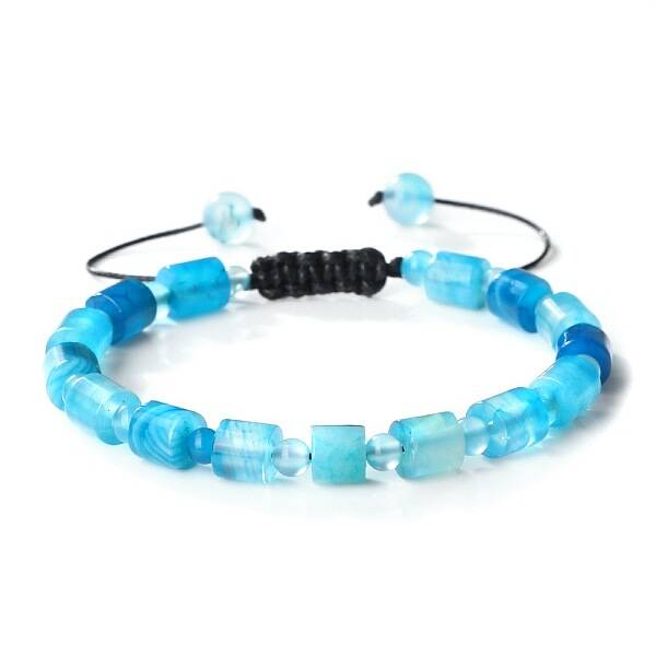 Bohemian Style Natural Banded Agate/Striped Adjustable Braided Bracelets for Women