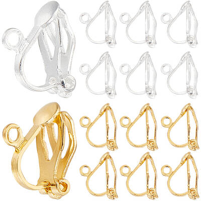 100Pcs 2 Colors Brass Clip-on Earring Findings