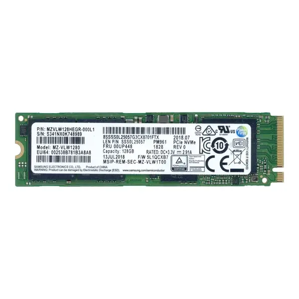 MZVLW128HEGR-000L1 Samsung PM961 Series 128GB Triple-Level Cell PCI-Express 3.0 x4 NVMe M.2 2280 Solid State Drive