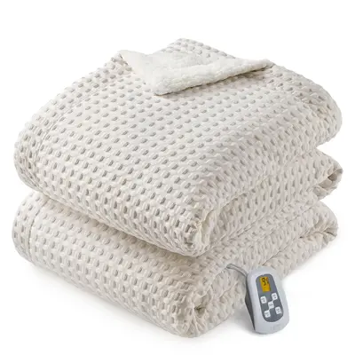 Garvee Heated Blanket Full Size, Waffle Weave Electric Blanket Throw with LCD Controller, Fast Heating, 10 Heat Levels & 1-12...