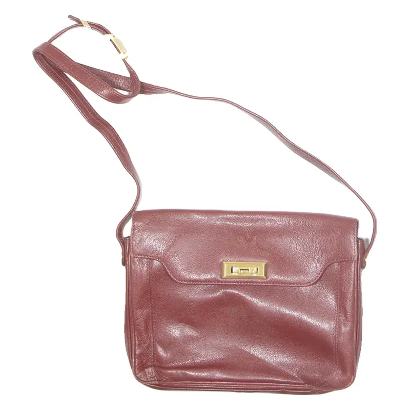 Womens Shoulder Bag Red Leather 90s
