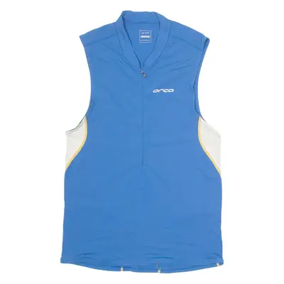 ORCA Cycling Mens Jersey Blue Sleeveless 1/4 Zip L