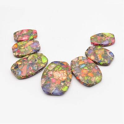 Assembled Gold Line and Imperial Jasper Graduated Beads Strands