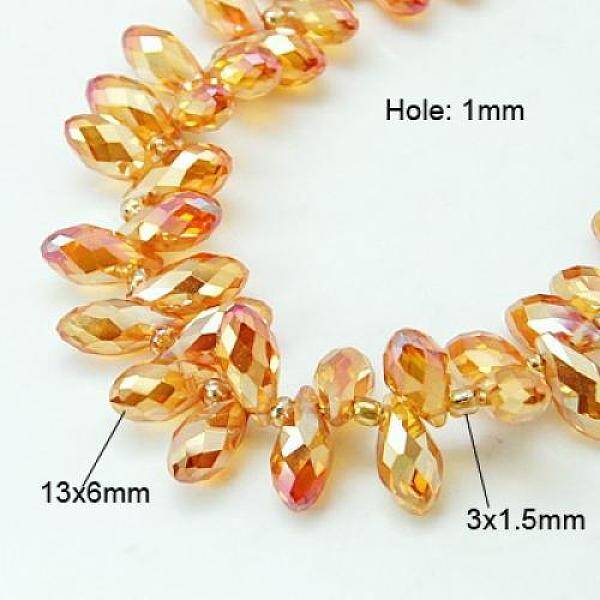 Electroplate Glass Faceted Teardrop Beads Strands