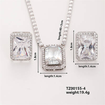 Women's Glass Rectangle Necklace & Earrings Set for Fashionable Look