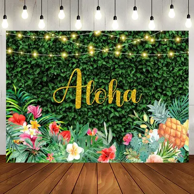Green Leaves Monstera Floral Fruit Birthday Backdrop - Aperturee