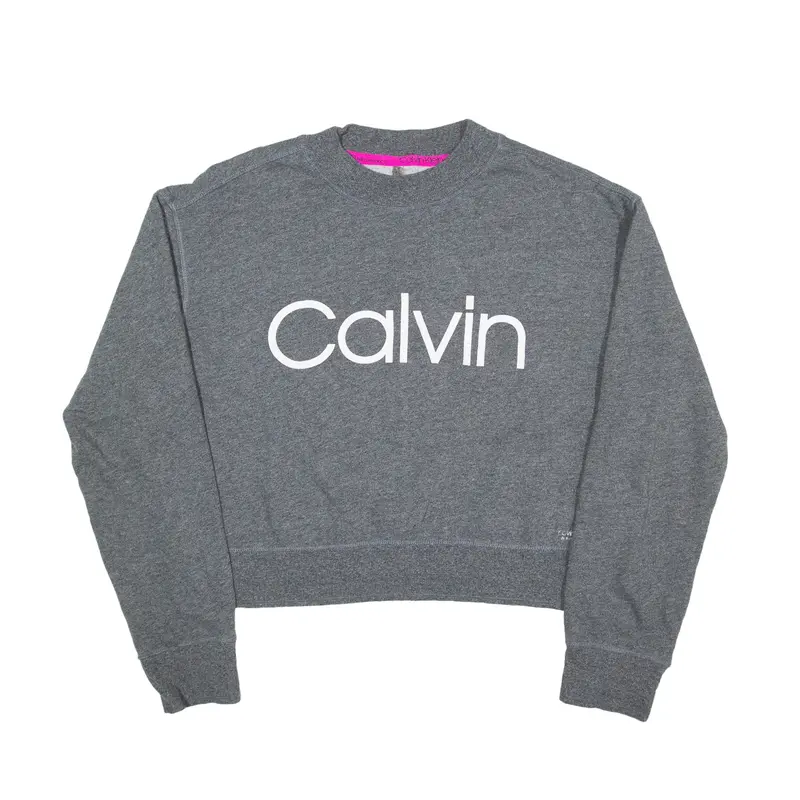 CALVIN KLEIN Crop Sweatshirt Grey Womens L