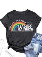 Women's Rainbow & Letter Print T-Shirt, Ladies Summer Outfit, Gift For Women, Mothers Day Gift, Mothers Day Shirt, Full Size,...