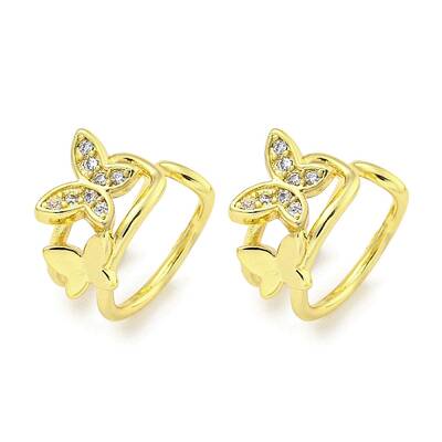 Brass Micro Pave Cubic Zirconia Cuff Earrings