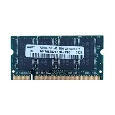 Samsung M470L6524BTO-CB3 | 512MB DDR-333MHz PC2700 Non-ECC Unbuffered SODIMM CL2.5 2Rx16 2.5V 200-Pin Memory Module