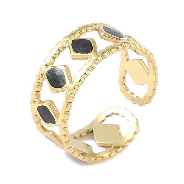 Ion Plating(IP) 304 Stainless Steel Enamel Cuff Finger Rings
