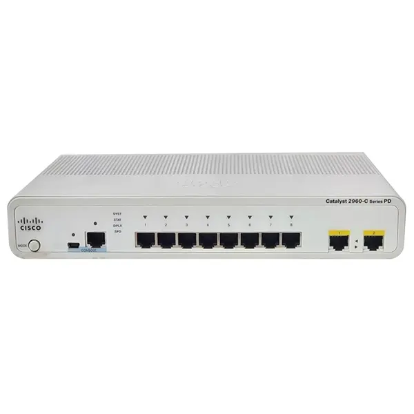 WS-C2960CPD-8TT-L-NO Cisco Catalyst 2960C Series 2960CPD-8TT-L 8 x 10/100Base-TX RJ-45 and 2 x 1G RJ-45 PoE+ Uplink Ports Lay...