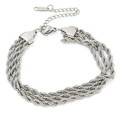Non-Tarnish 304 Stainless Steel 3-Strand Rope Chain Bracelets for Women