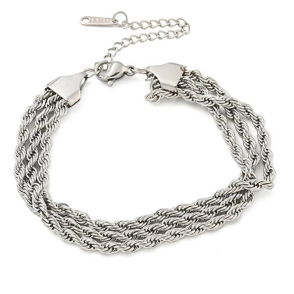 Non-Tarnish 304 Stainless Steel 3-Strand Rope Chain Bracelets for Women