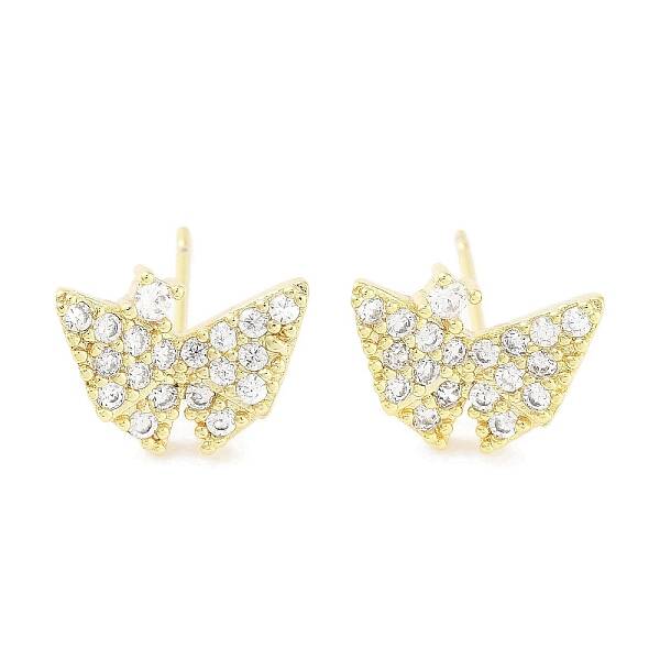 Brass Micro Pave Clear Cubic Zirconia Studs Earring for Women