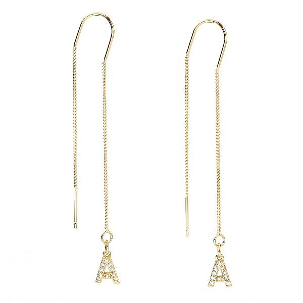 Brass Micro Pave Clear Cubic Zirconia Ear Threads