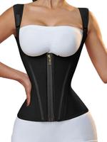 Women's Adjustable Hook & Eye Closure Zipper Front Shapewear Top, Comfort Waist Trainer, Open Bust Tummy Control Corset, Wais...