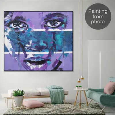 Custom Paintings from Photo Original Figurative Art Abstract Original Face Painting Modern Hand Painted Art Wall Decor | PAIN...