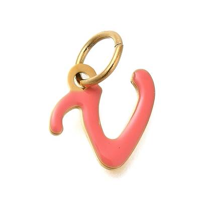 Ion Plating(IP) 304 Stainless Steel Enamel Alphabet Charms