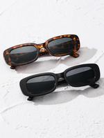 Vintage Simple Tinted Lens Sunglasses (2 Pairs), Square Frame Fashion Tortoiseshell Sunglasses, Travel Accessories for Men & ...